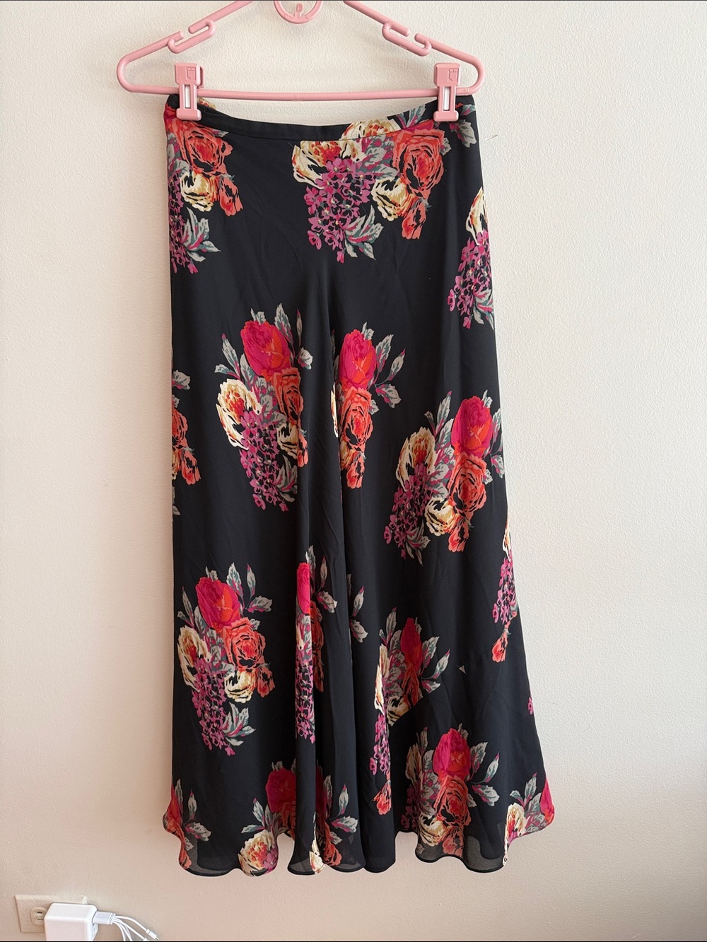 Jones New York Black A-Line Maxi Skirt with Floral Print